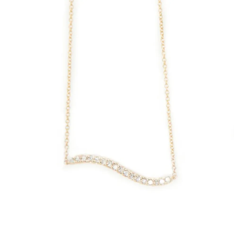 Bermuda Wavy Diamond Bar Necklace Rose Gold