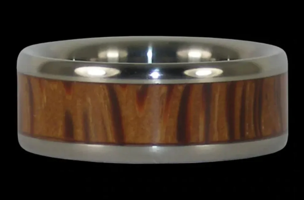 Black Palm Wood Hawaii Titanium Ring