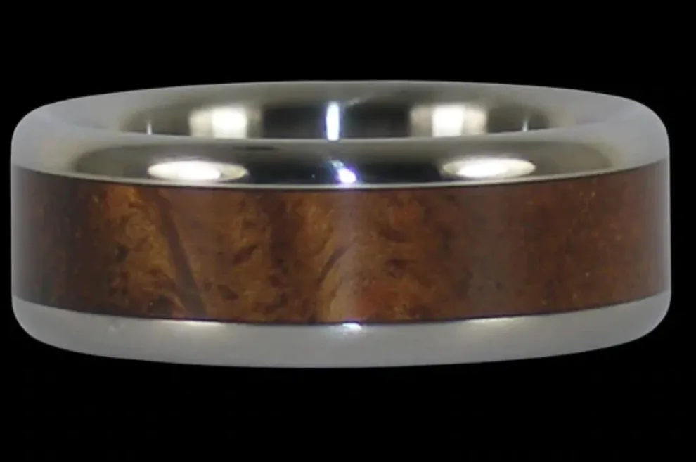 Curly Koa Wood Hawaii Titanium Ring