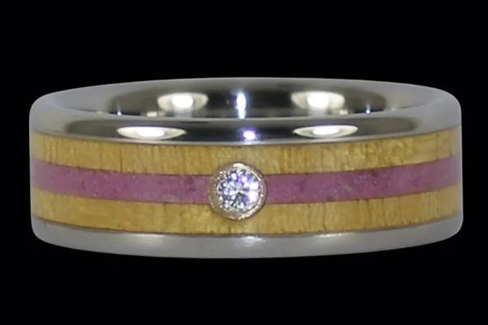 Diamond Titanium Ring With Pink Sugilite
