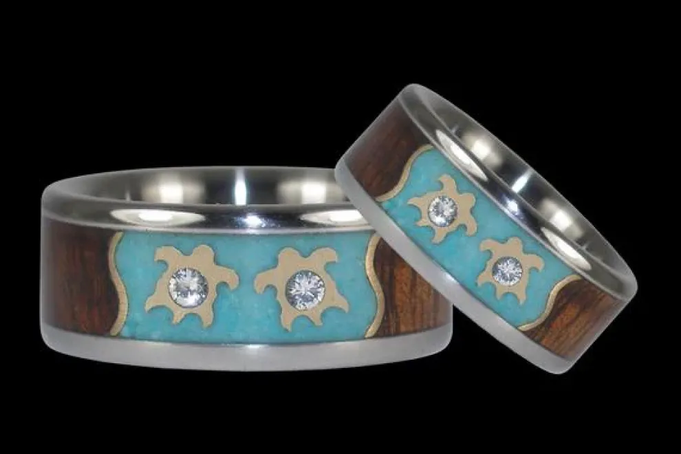 Gold Turtle Diamond Titanium Ring