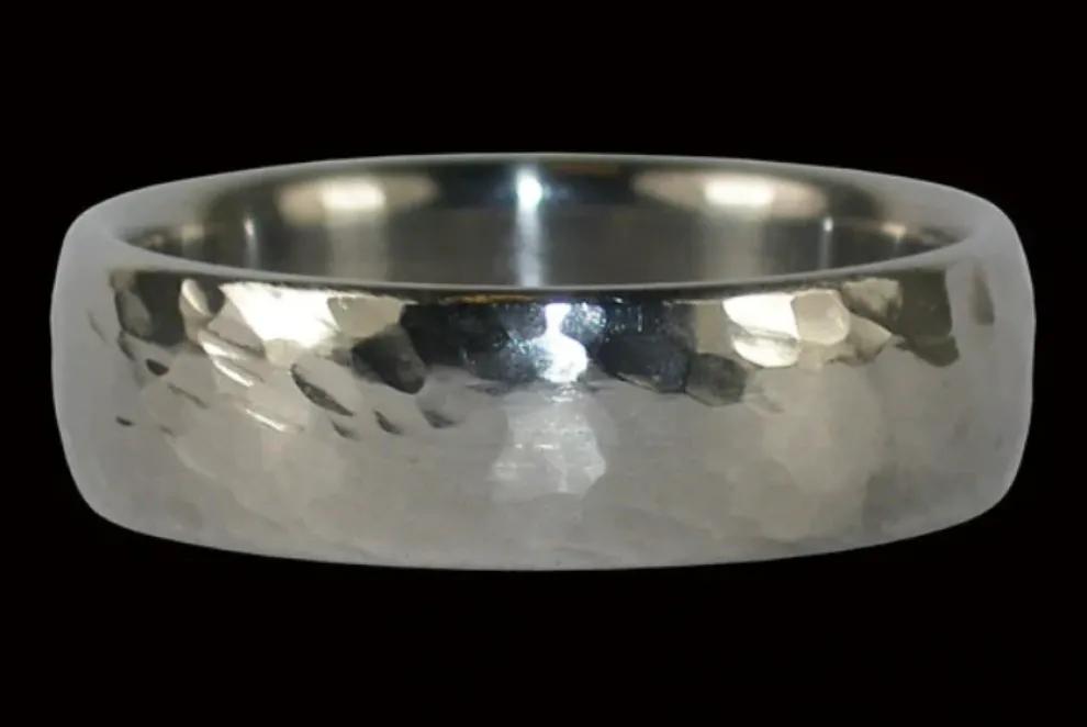 Hammered Titanium Ring Band