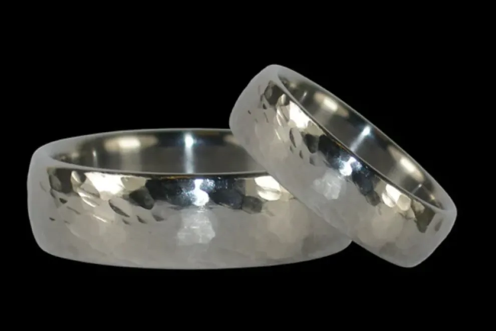 Hammered Titanium Ring Band