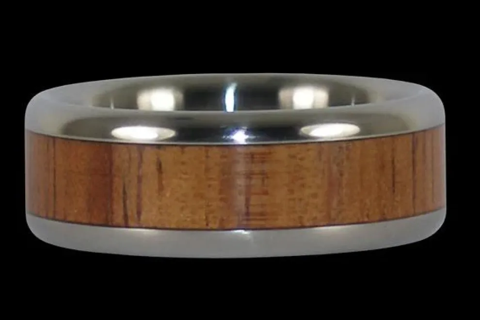 Hawaiian Fire Koa Titanium Ring Band