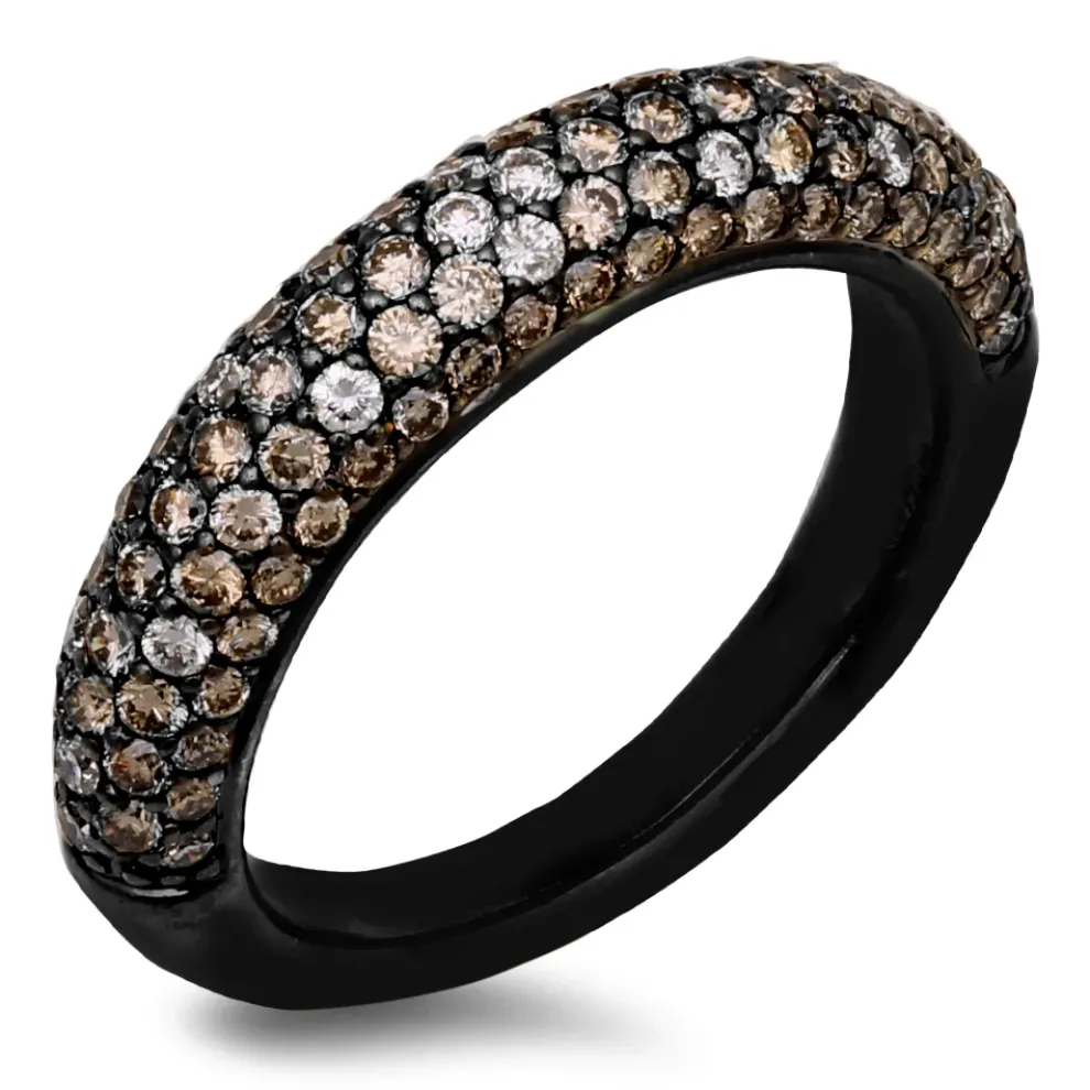 18K Black Rhodium Gold Band Diamond Ring