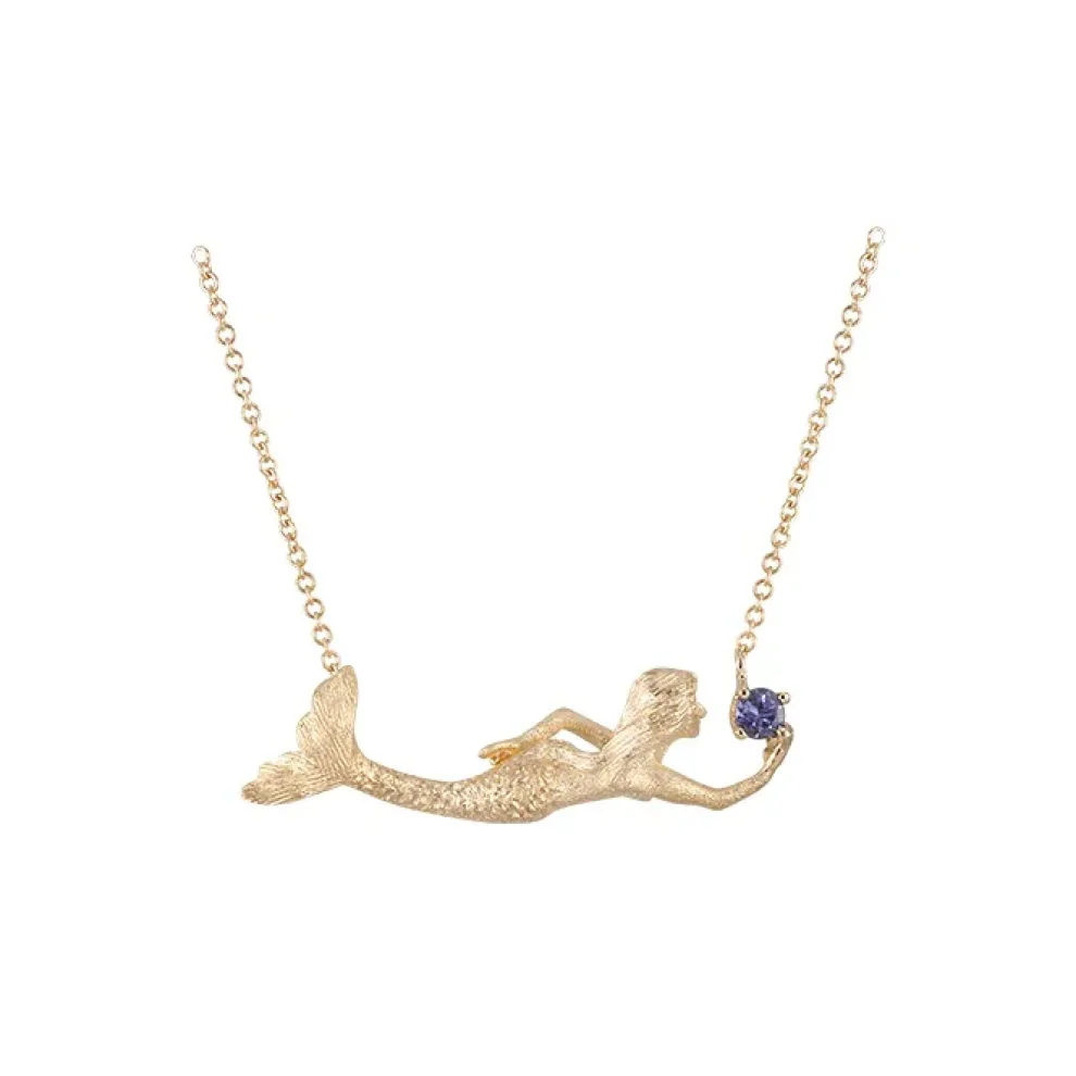 14K Mermaid Necklace With Tanzanite