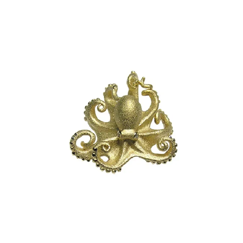 14K 21Mm Octopus Pendant With 2 Diamonds