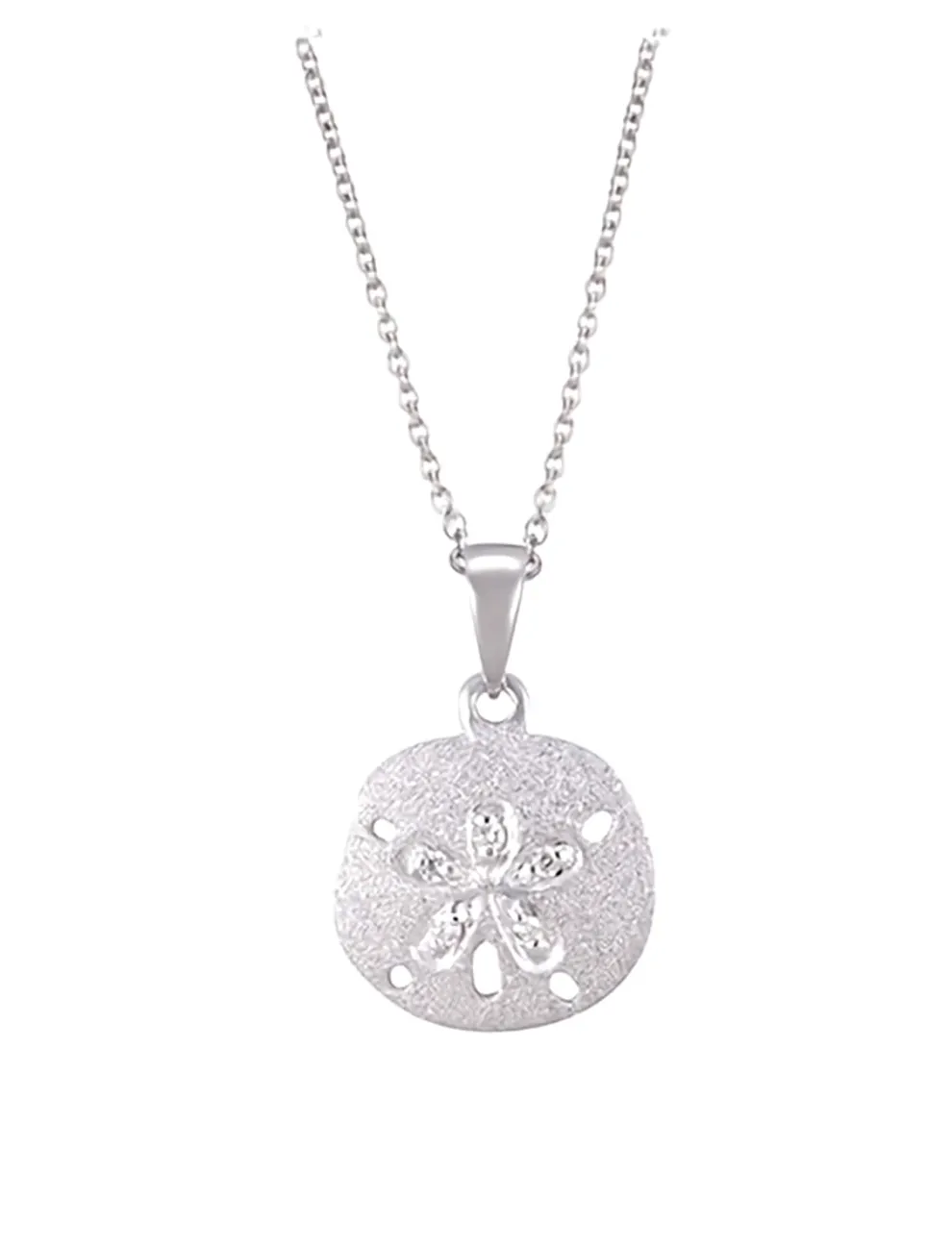14K 15Mm Sand Dollar Pendant With 5 Diamonds