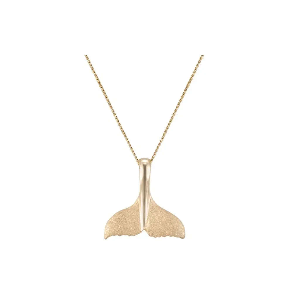 14K 16Mm Whale Saw Tail Pendant