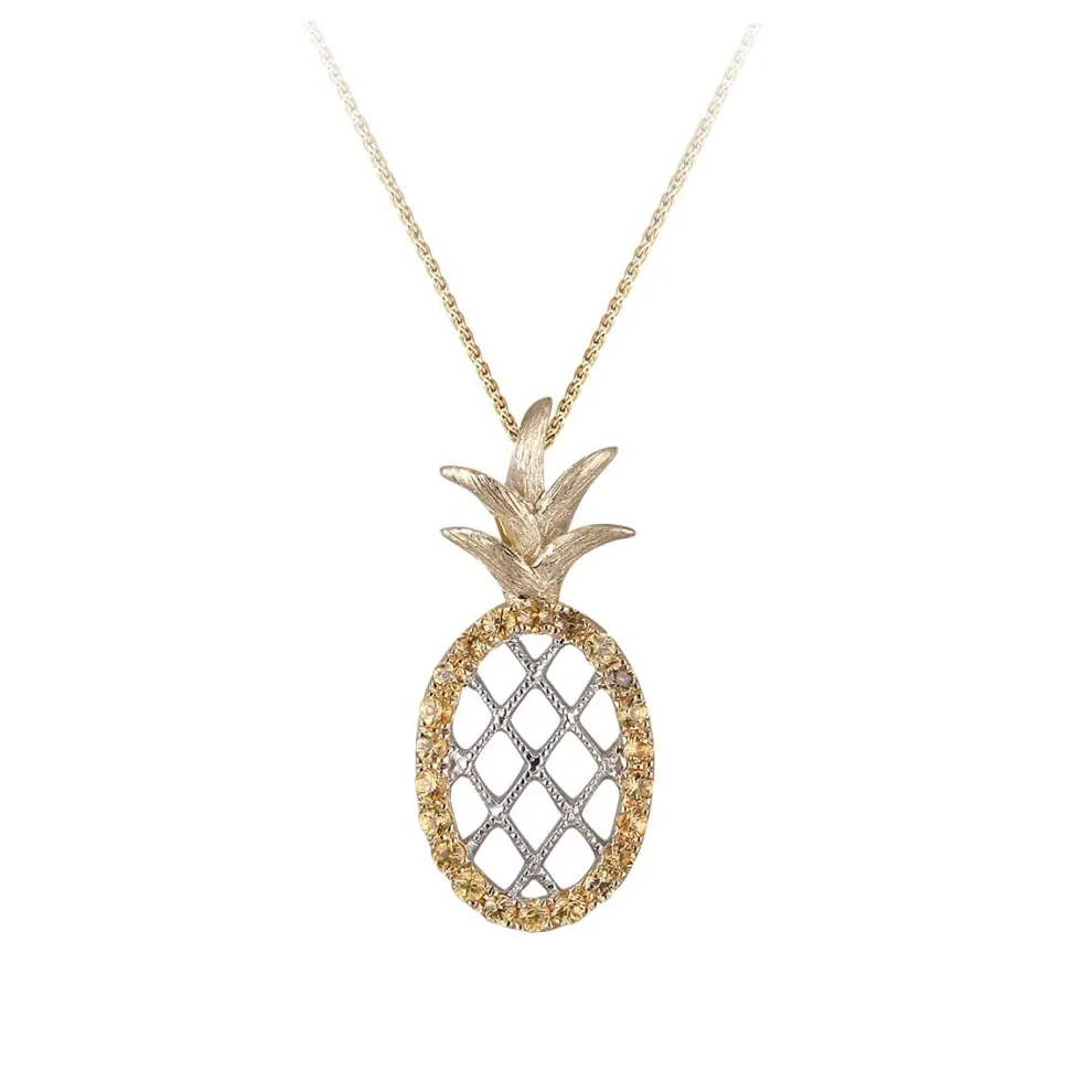 14K "Pineapple" Pendant With 22 Yellow Sapphires