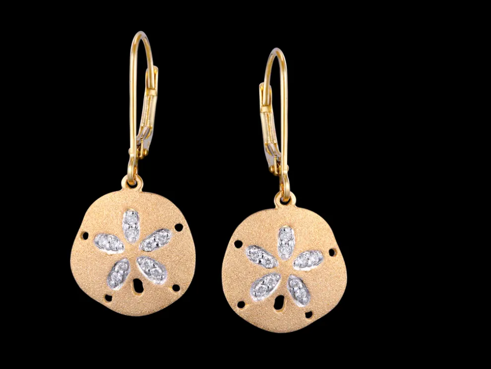 14K Sand Dollar Earring With 20 Diamonds