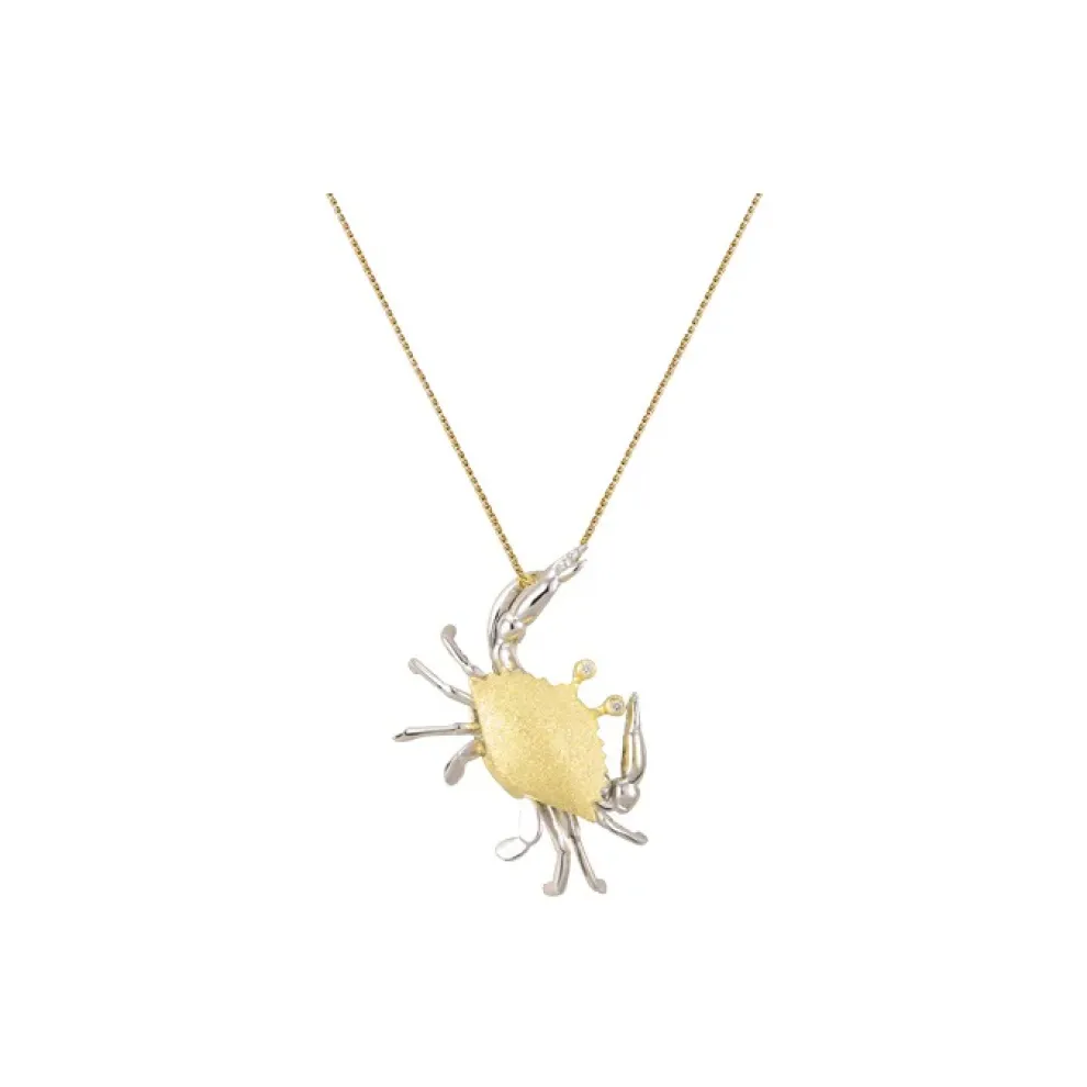 14K 2/Tone 18Mm Crab Pendant With 2 Diamonds