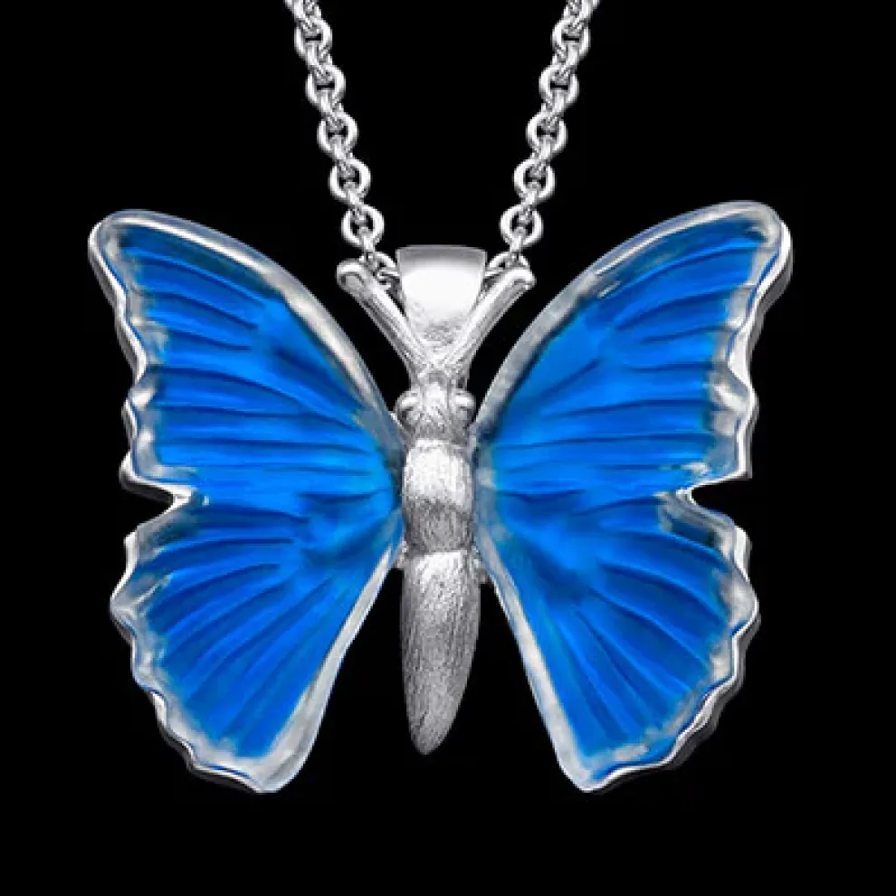 14K White Gold Butterfly Pendant