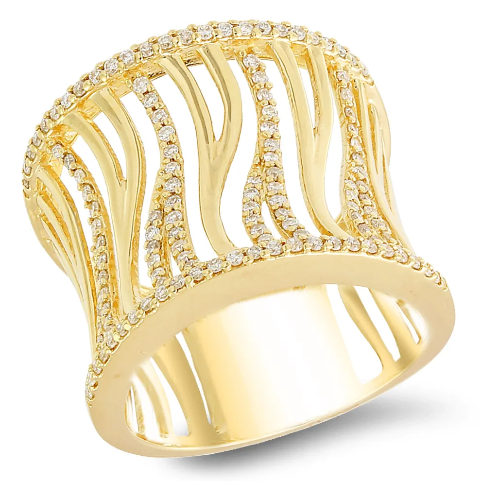 18K Yellow Gold Band With 0.48 Ct Diamonds