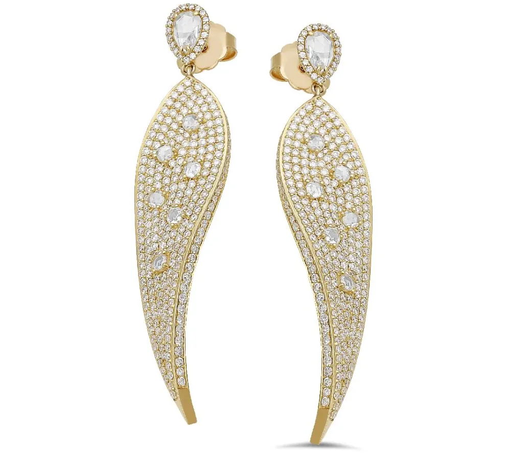 18K Yellow Gold Earrings With 5.67 Ct, 0.84 And 0.89 Ct Diamonds