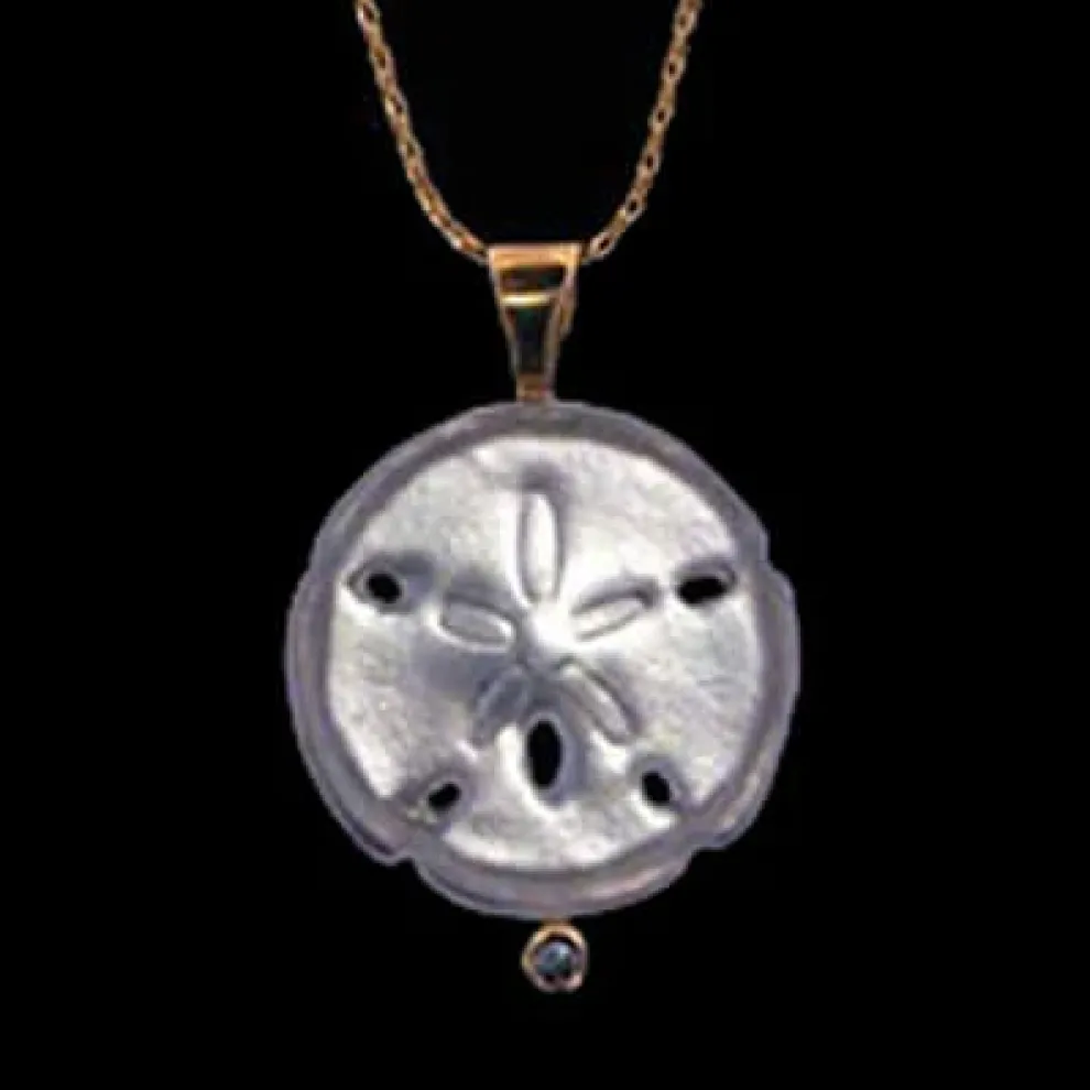 14K Yellow Gold With Diamond Sand Dollar Pendant