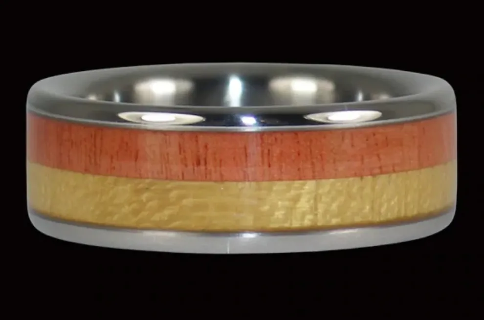 Light And Dark Koa Wood Titanium Ring