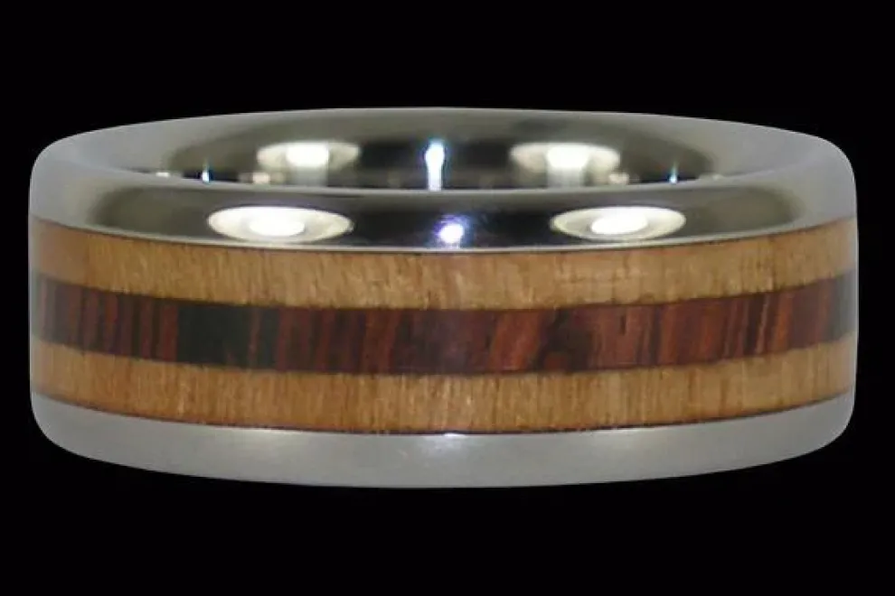 Light Koa Wood Hawaii Titanium Ring