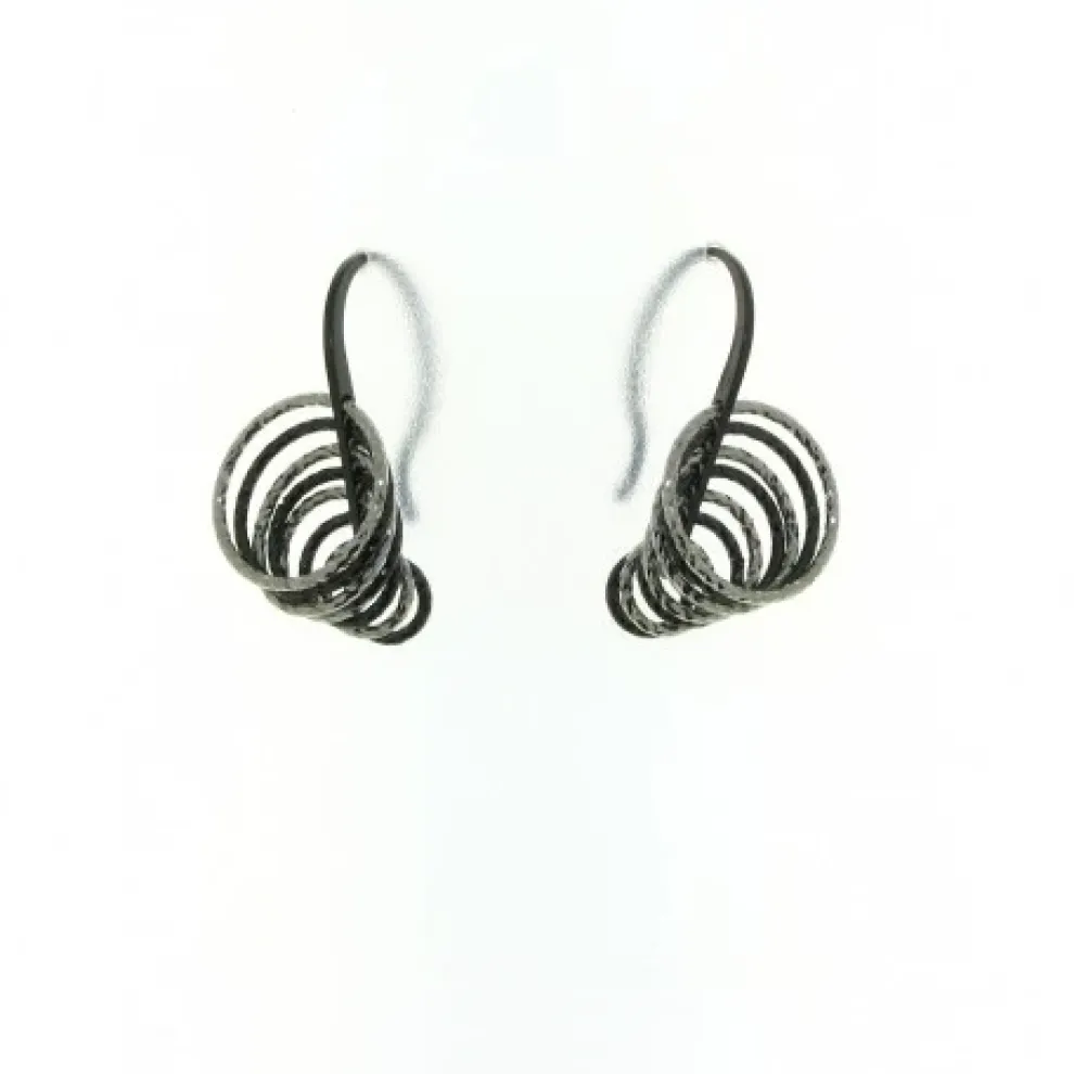 Sterling Silver Black & White Circle Drop Earrings