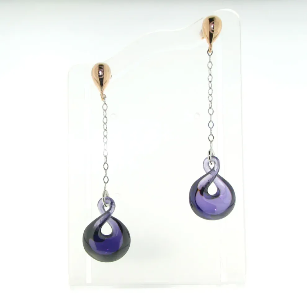 Sterling Silver Purple Zircon Drop Earrings